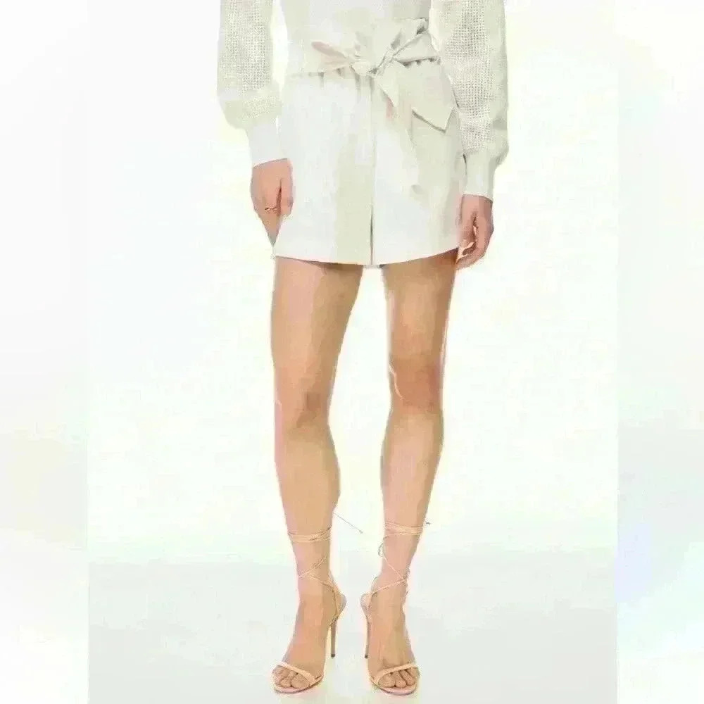 NWOT ARITZIA  WILFRED PAPER BAG HIGH WAIST SHORT SIZE 4 GREY TAUPE - Picture 3 of 8